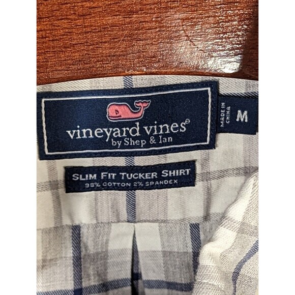 VINEYARD VINES Plaid Slim Fit Tucker Shirt Mens M Blue / Gray / White - Picture 6 of 8